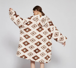 Oversized Grid Brown Hoodie